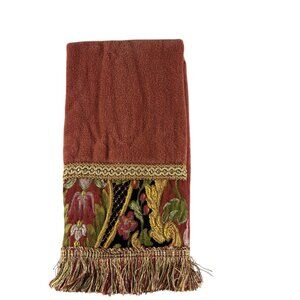 Austin Horn Ornate Hand Towel Rust Red Gold Floral Fringe Decorative Bath